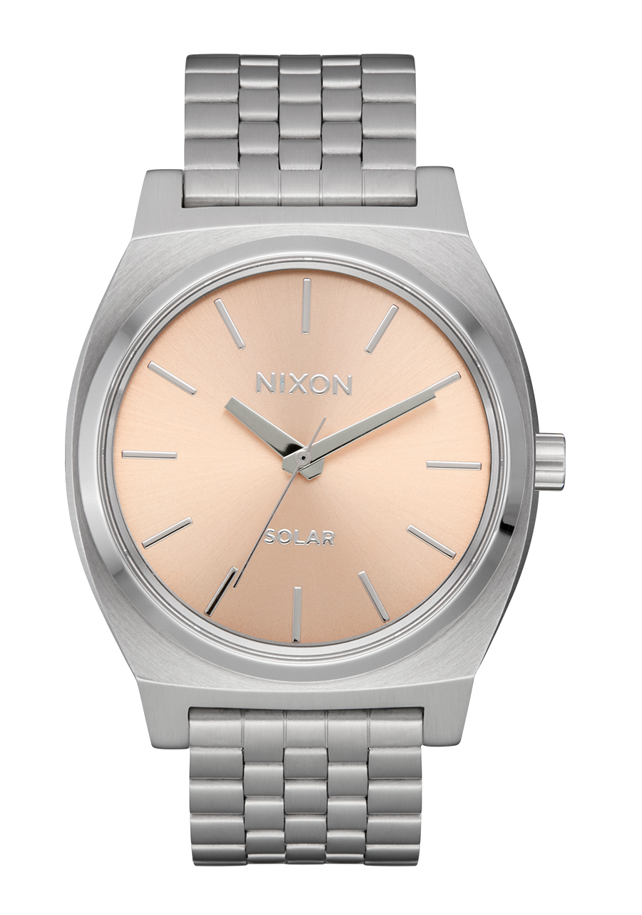 Time Teller Solar Watch | Silver / Salmon | Unisex Light-Powered