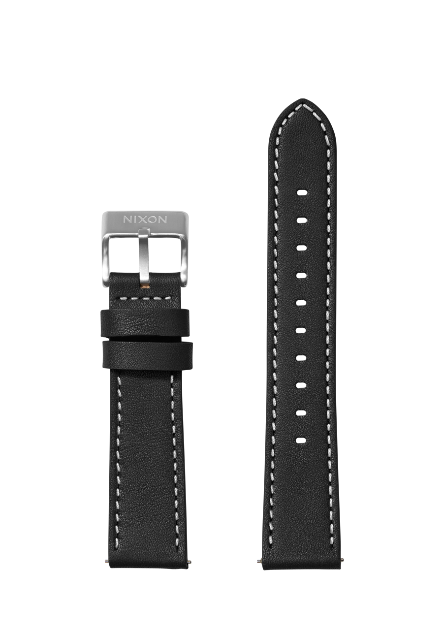23mm Stitched Leather Watch Band | Black | Replacement Watch