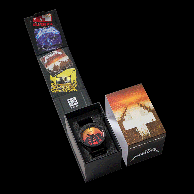 Promotional gif for the Nixon and Metallica collaboration watches