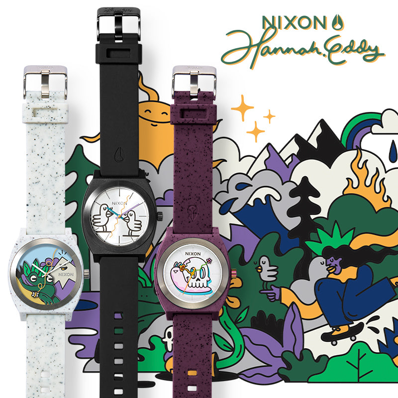 The Nixon x Hannah Eddy collection of limited edition Time Teller OPP watches