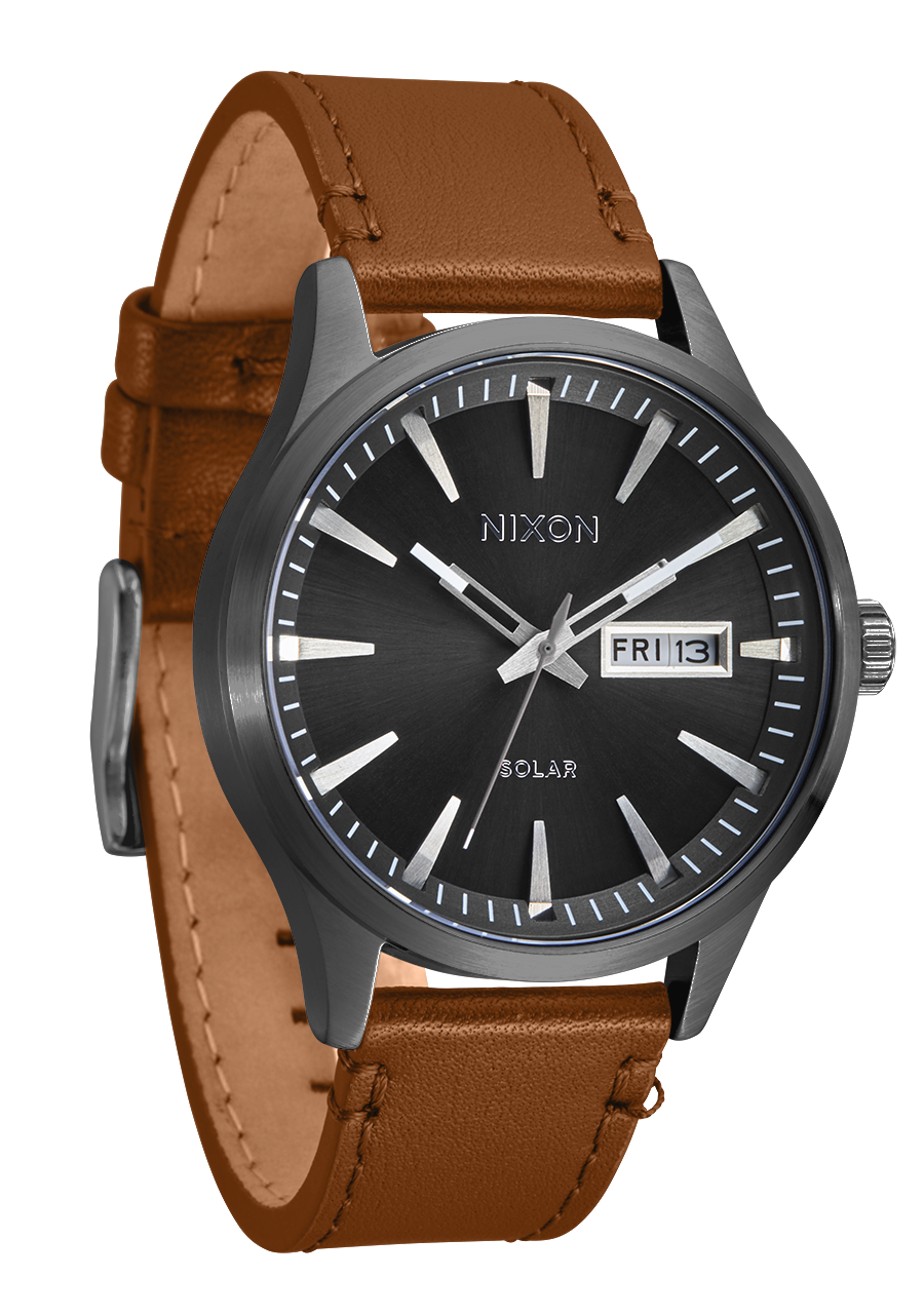 Gray best sale leather watch