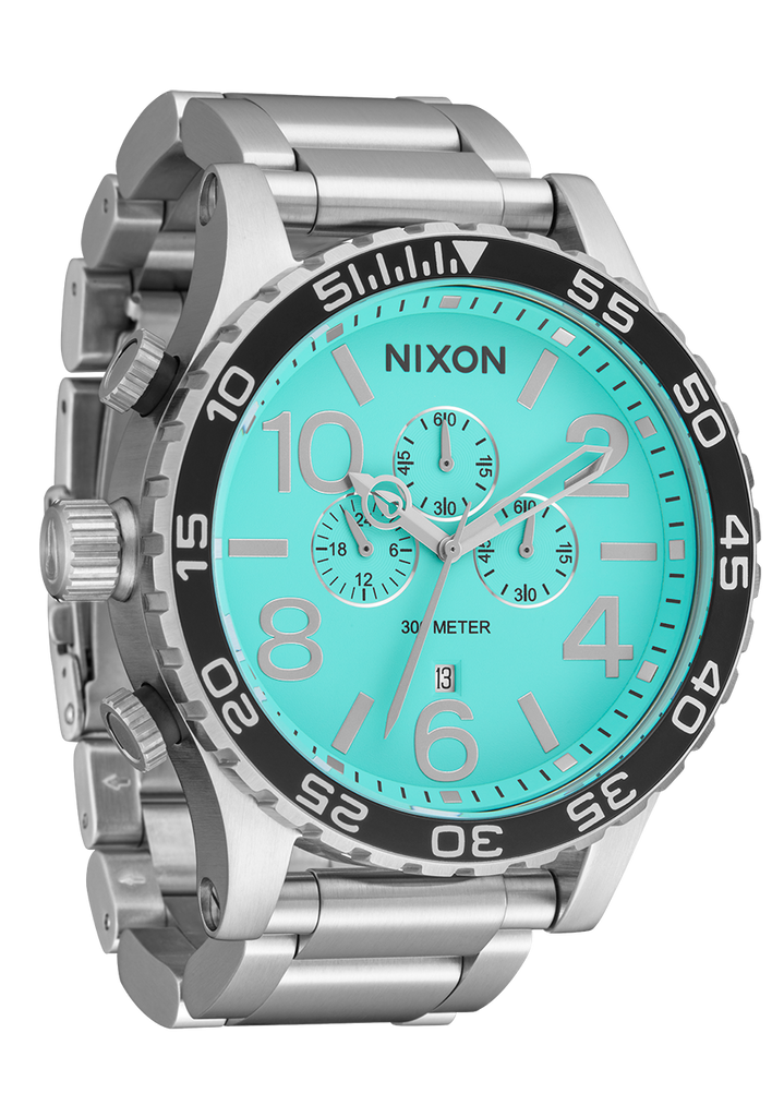 51-30 Chrono Watch | Silver / Turquoise | Men's Stainless Steel – Nixon AU