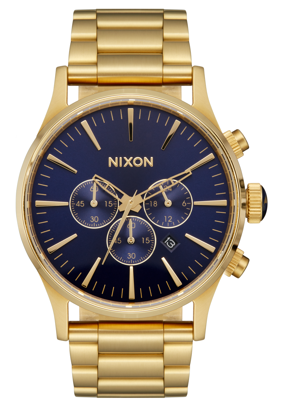 Sentry Chrono Watch Gold Blue Sunray Men s Stainless Steel