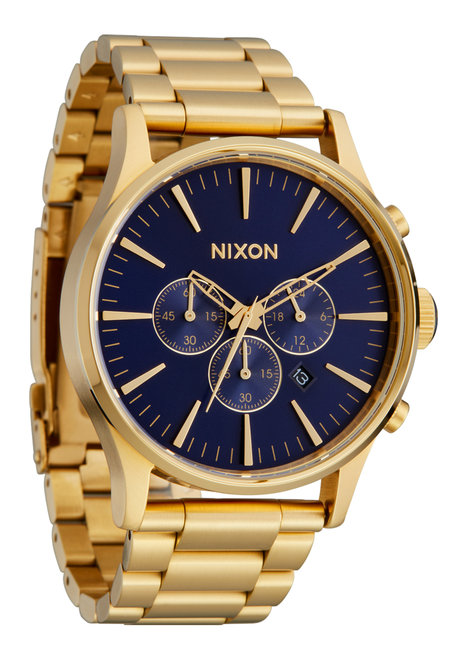 Sentry Chrono Watch Gold Blue Sunray Men s Stainless Steel