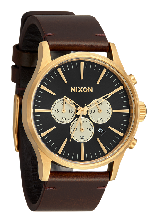 Sentry Chrono Leather - Gold / Indigo / Brown