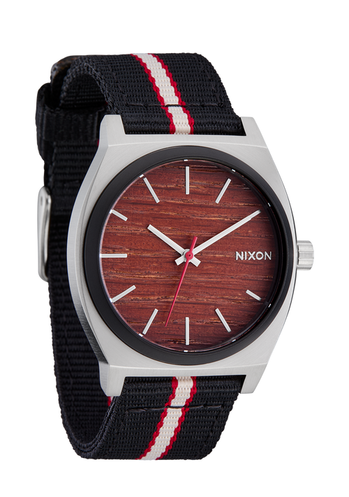 Time Teller Nylon - Silver / Rosewood / Black Stripe