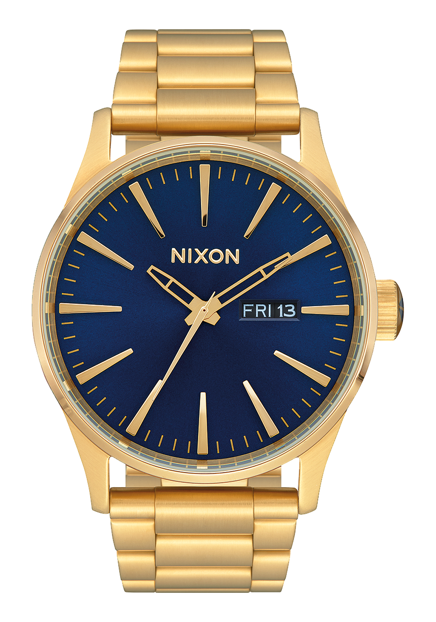 Sentry Stainless Steel Watch Gold Blue Sunray Gold Men s