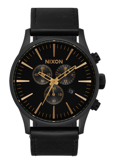 Sentry Chrono Leather - Matte Black / Gold / Black