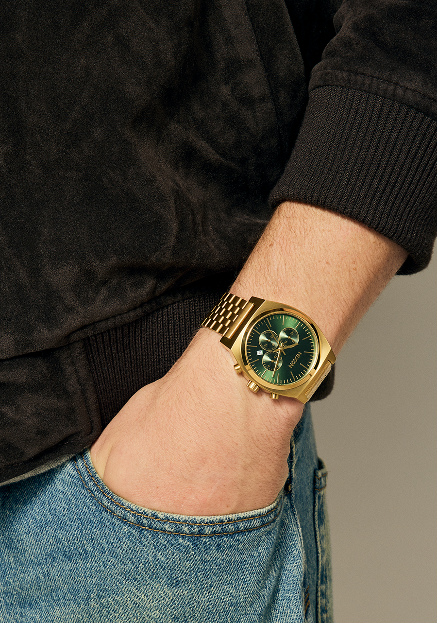 Time Teller Chrono - Gold / Green Sunray View 9