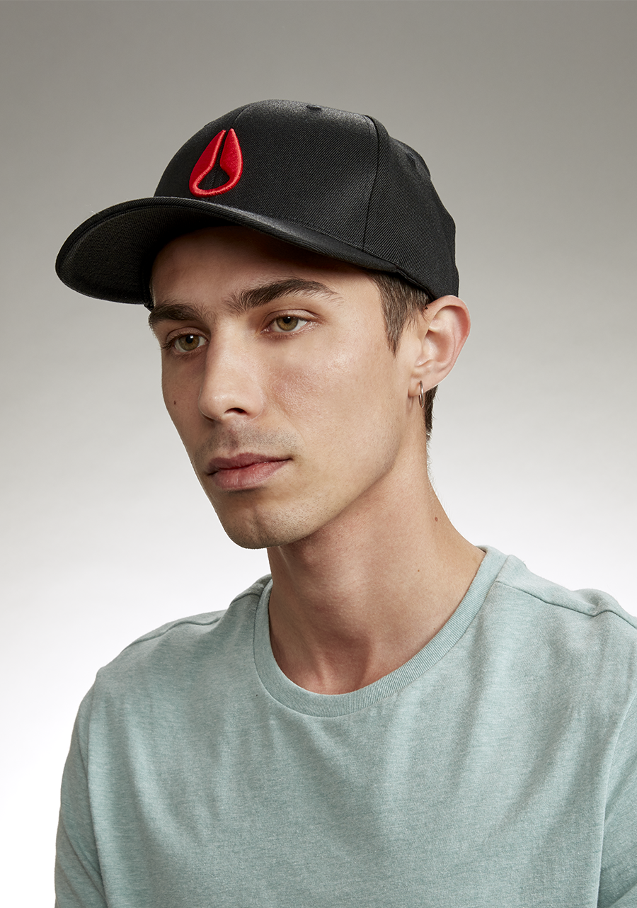 Deep Down Flexfit Athletic Fit Hat - Black / Red View 5