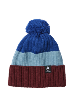 Schrader Pom Beanie - Dark Cherry / Blue