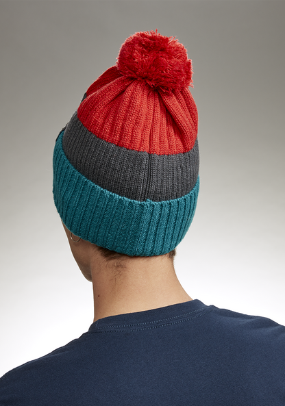 Schrader Pom Beanie - Dark Cedar / Red View 4