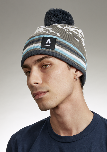 Ridge Pom Beanie - Gray / Multi View 3