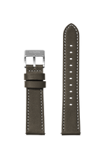 23mm Stitched Leather Band - Dark Olive