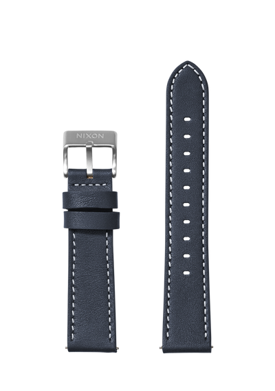 23mm Stitched Leather Band - Navy