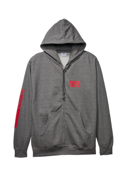 Track Zip Hoodie - Dark Heather Gray / Red View 1